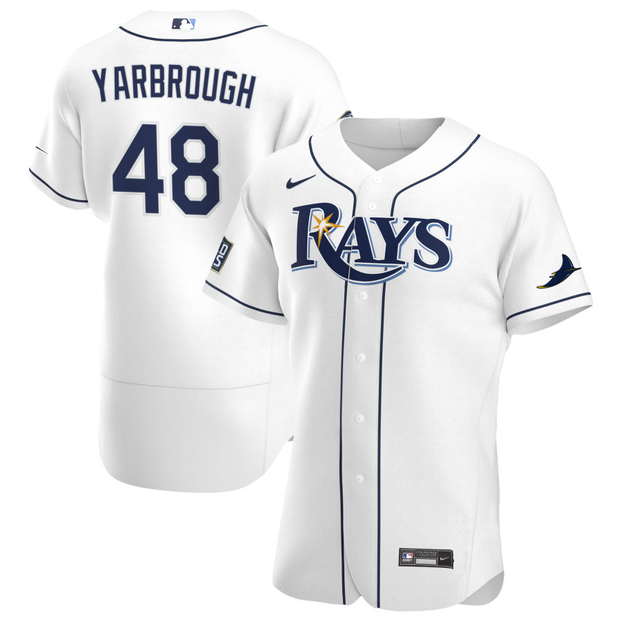 Tampa Bay Rays #48 Ryan Yarbrough Men Nike White Home 2020 World Series Bound Authentic Player MLB Jersey->tampa bay rays->MLB Jersey